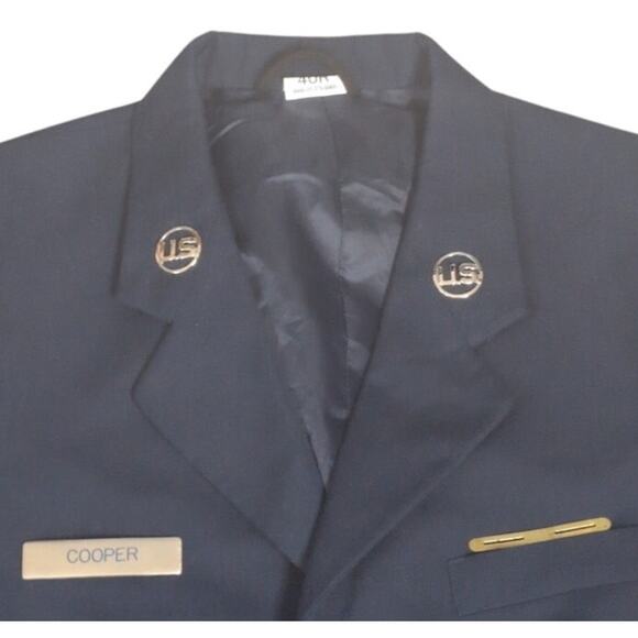 VTG Derossi 3 Button Men Jacket Coat Uniform Dress Blazer Officer USAF 40R Blue - Picture 4 of 7